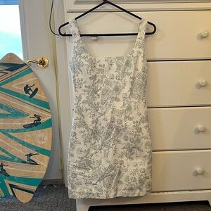 House of Harlow 1960 White and Green Floral Dress